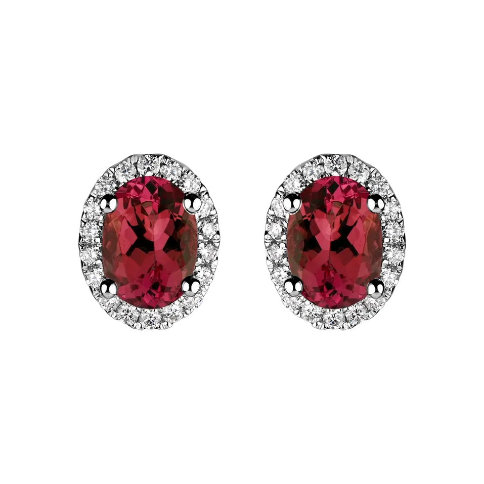 Náušnice s diamantmi a rubínom Princess