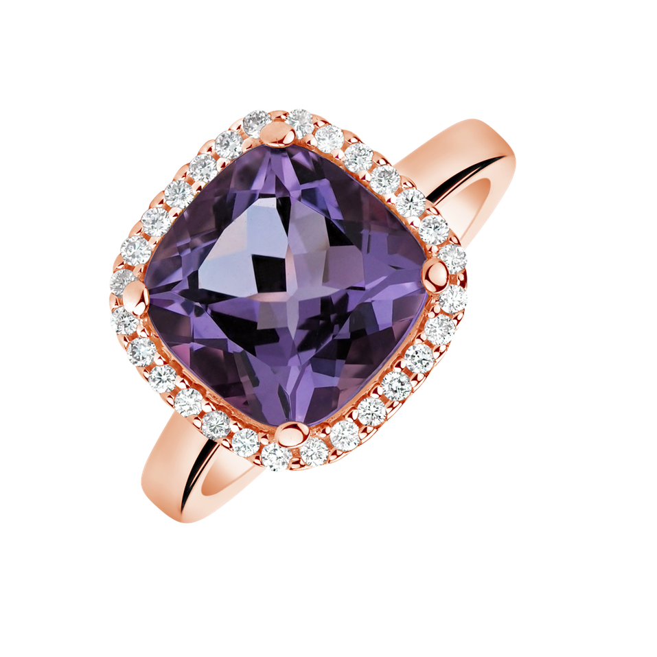 Prsteň s diamantmi a ametystom Petronille