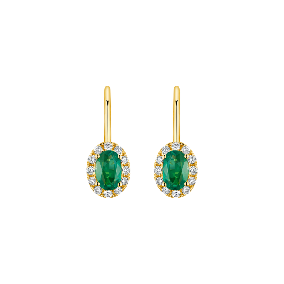 Náušnice s diamantmi a smaragdom Princess