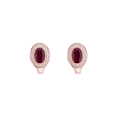 Náušnice s diamantmi a rubínom Lucky Ruby