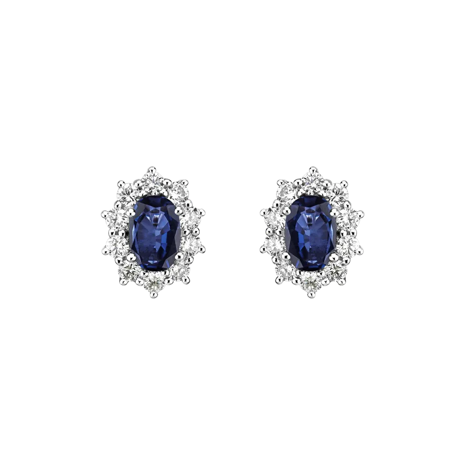 Náušnice s diamantmi a zafírom Princess