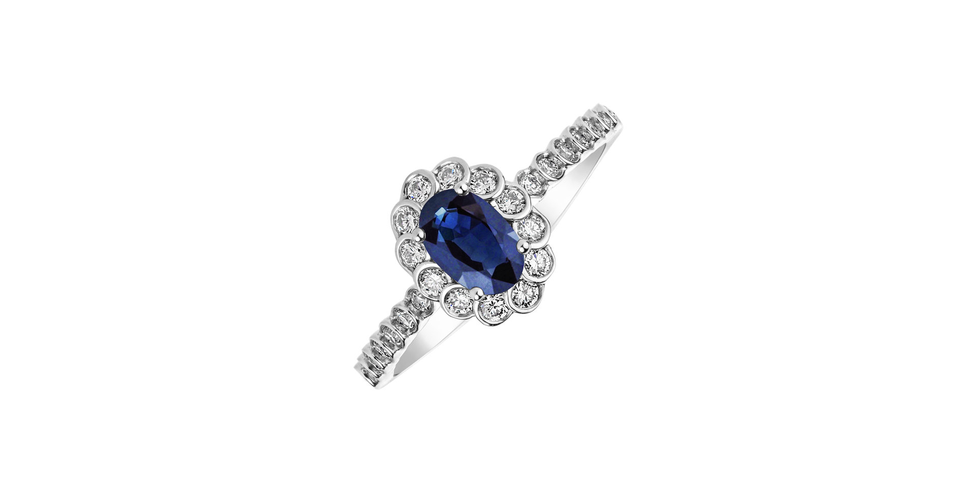 Prsteň so zafírom a diamantmi Princess Glamour