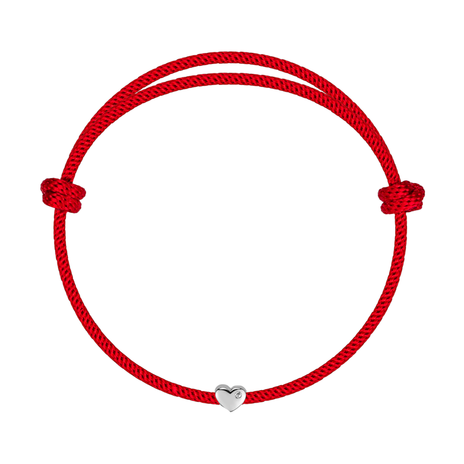 Diamantový náramok so šnúrkou Red Heart