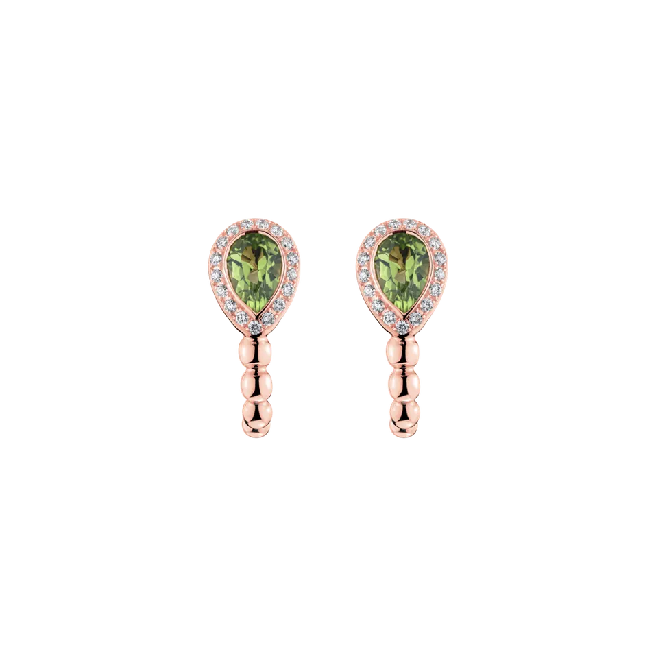Náušnice s diamantmi a peridotom Offering
