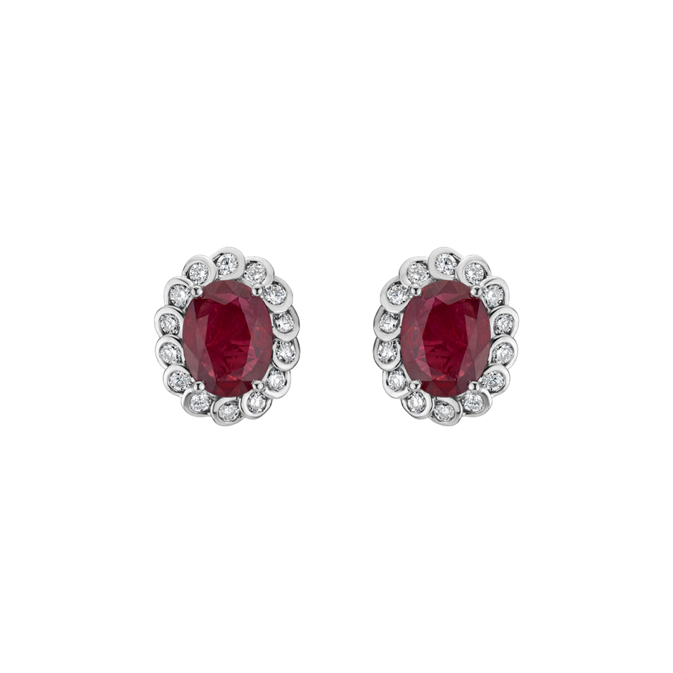 Náušnice s rubínom a diamantmi Princess
