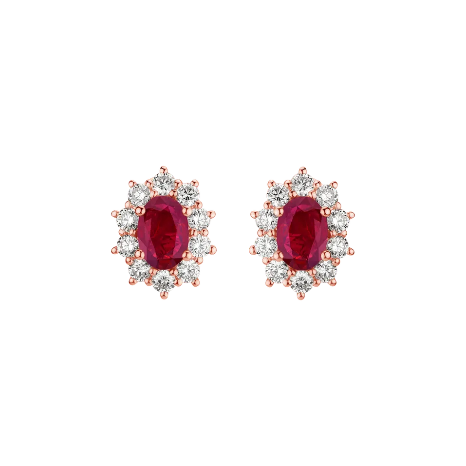 Náušnice s diamantmi a rubínom Princess