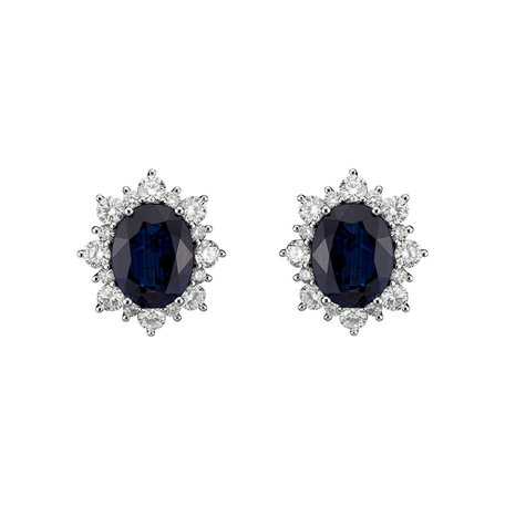 Náušnice s diamantmi a zafírom Princess