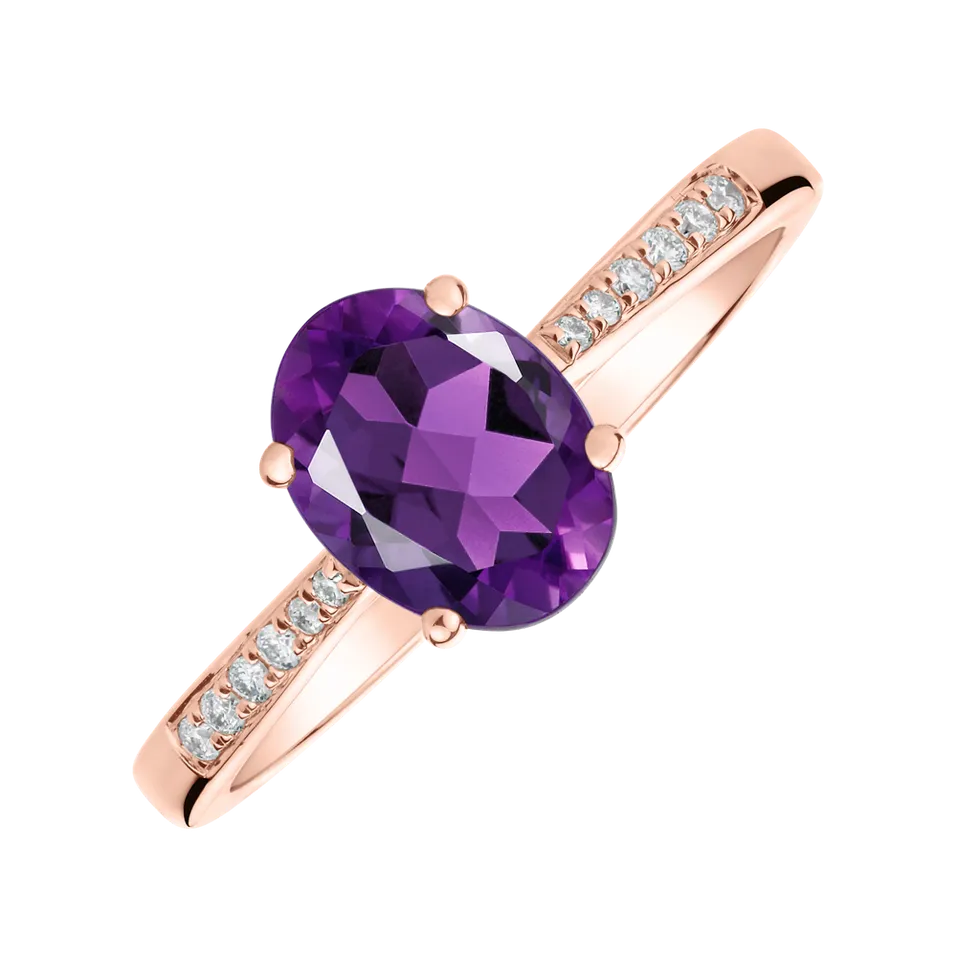 Prsteň s diamantmi a ametystom brazil Bonbon