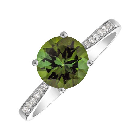Prsteň s diamantmi a turmalínom green Bonbon
