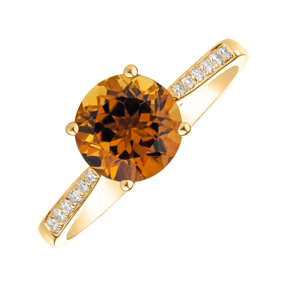 Prsteň s diamantmi a turmalínom cognac Bonbon