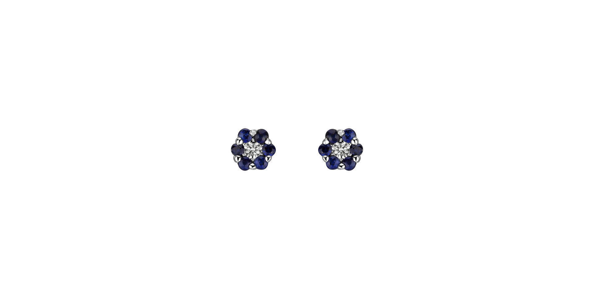 Náušnice s diamantom a zafírmi Shiny Flower