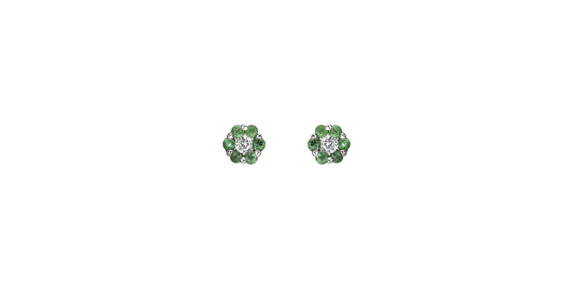 Náušnice s diamantom a smaragdmi Shiny Flower