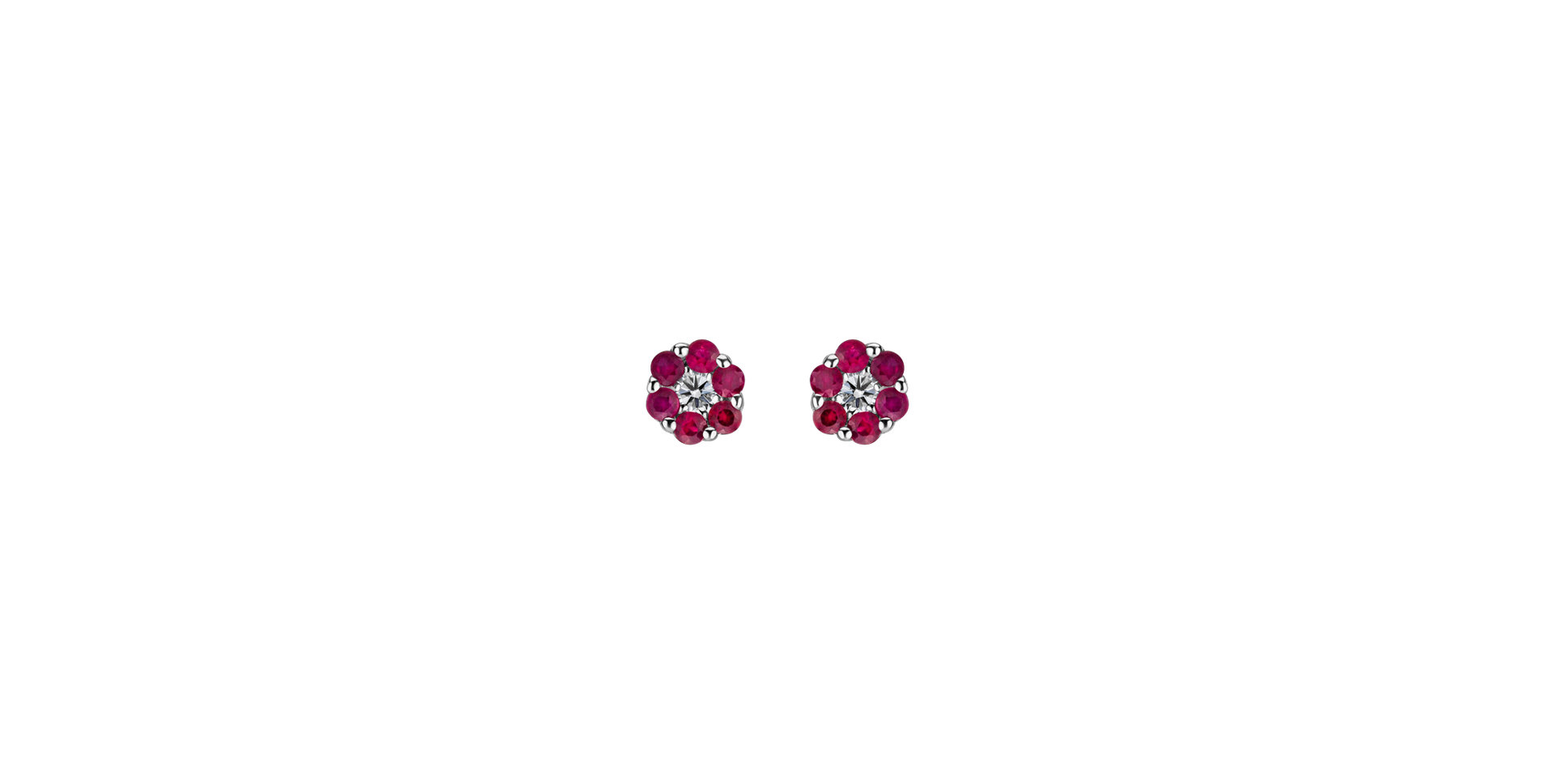 Náušnice s diamantom a rubínmi Shiny Flower