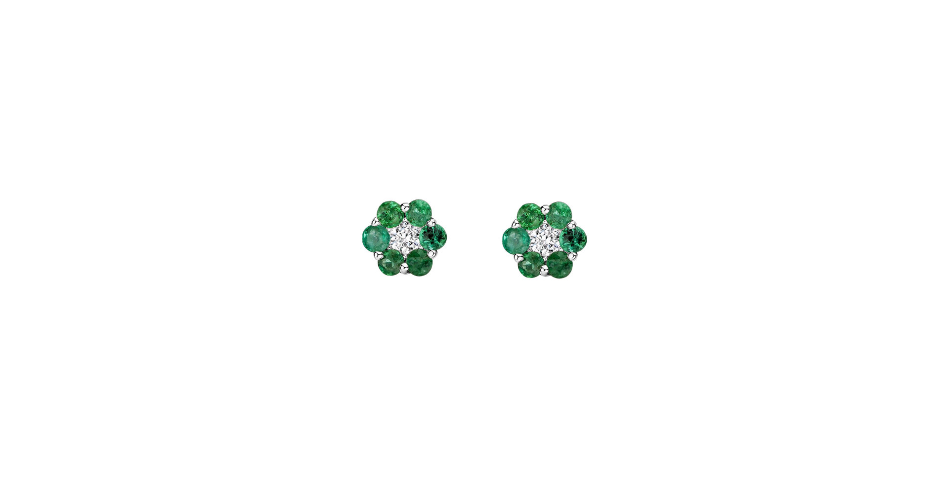 Náušnice s diamantom a smaragdmi Shiny Flower