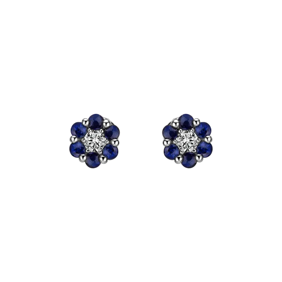 Náušnice s diamantom a zafírmi Shiny Constellation