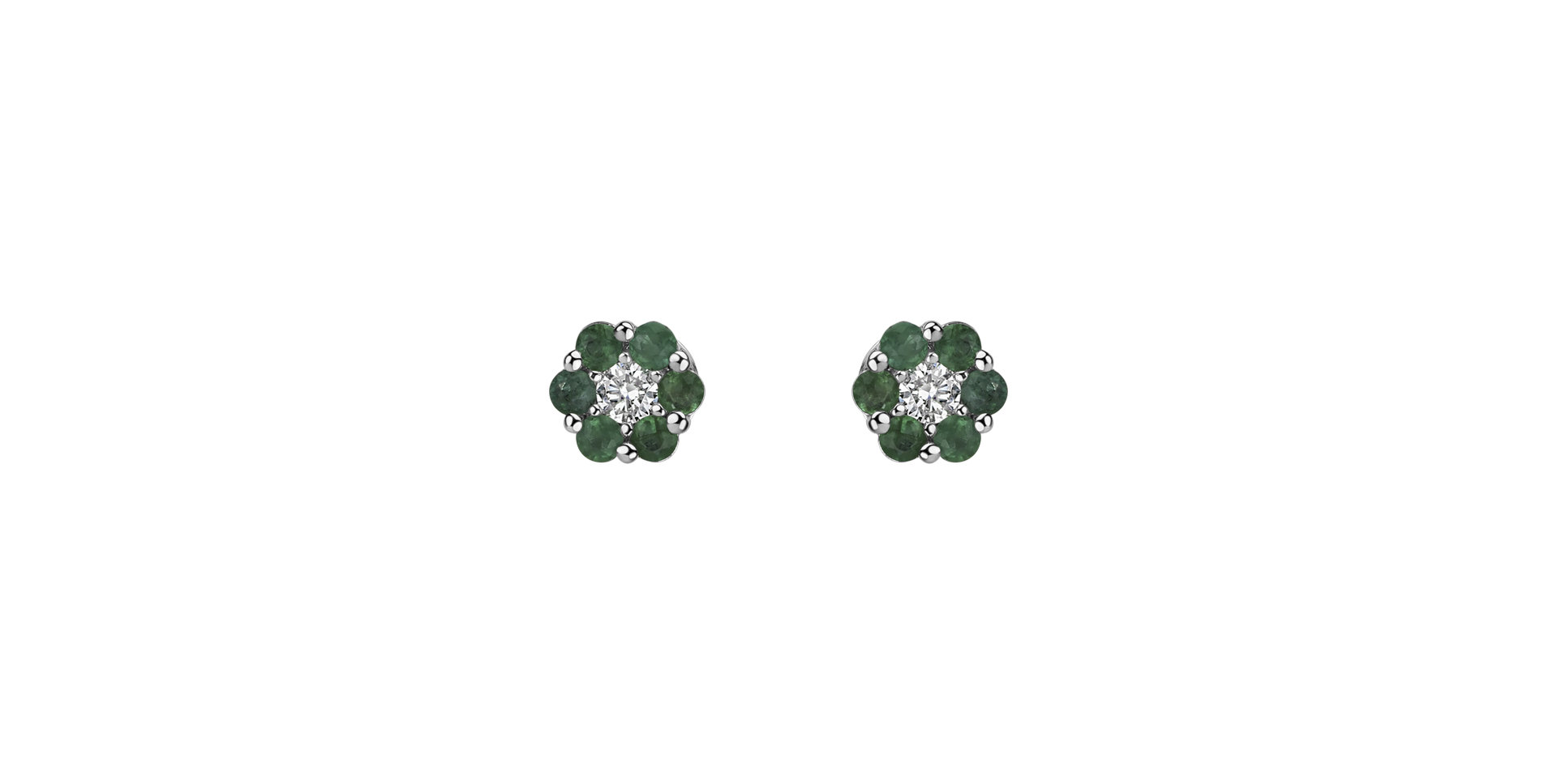 Náušnice s diamantom a smaragdmi Shiny Flower