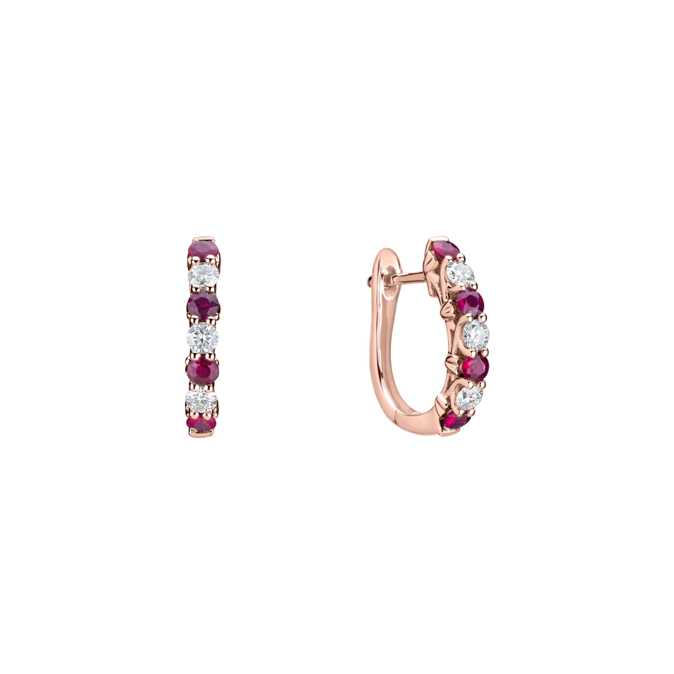 Náušnice s diamantmi a rubíny Gem Grace