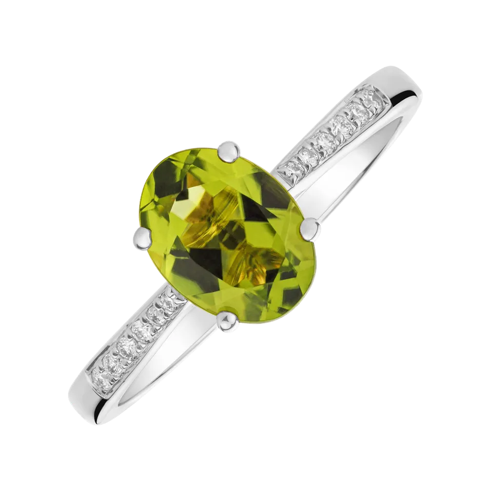 Prsteň s diamantmi a peridotom Bonbon