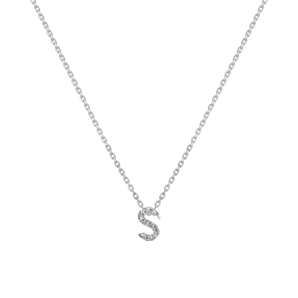 Náhrdelník 14kt biele zlato s diamantmi Náhrdelník ALO Glittering Letter S