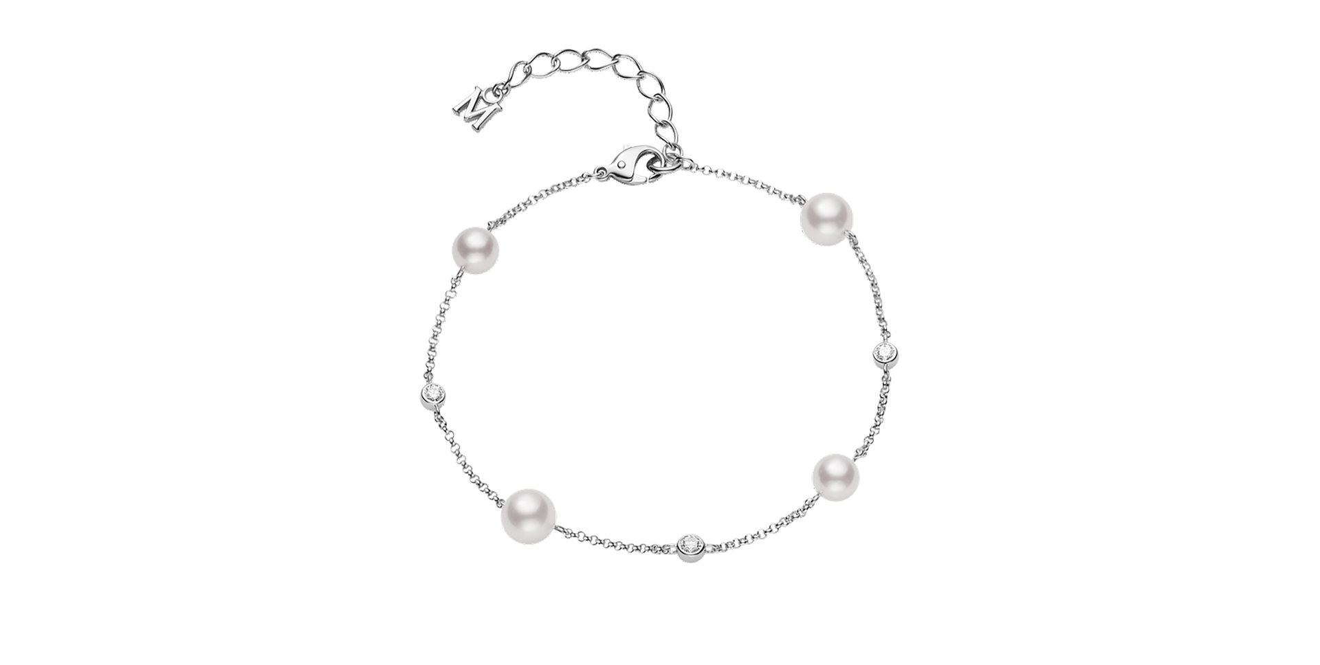Náramok s diamantmi a perlami Station