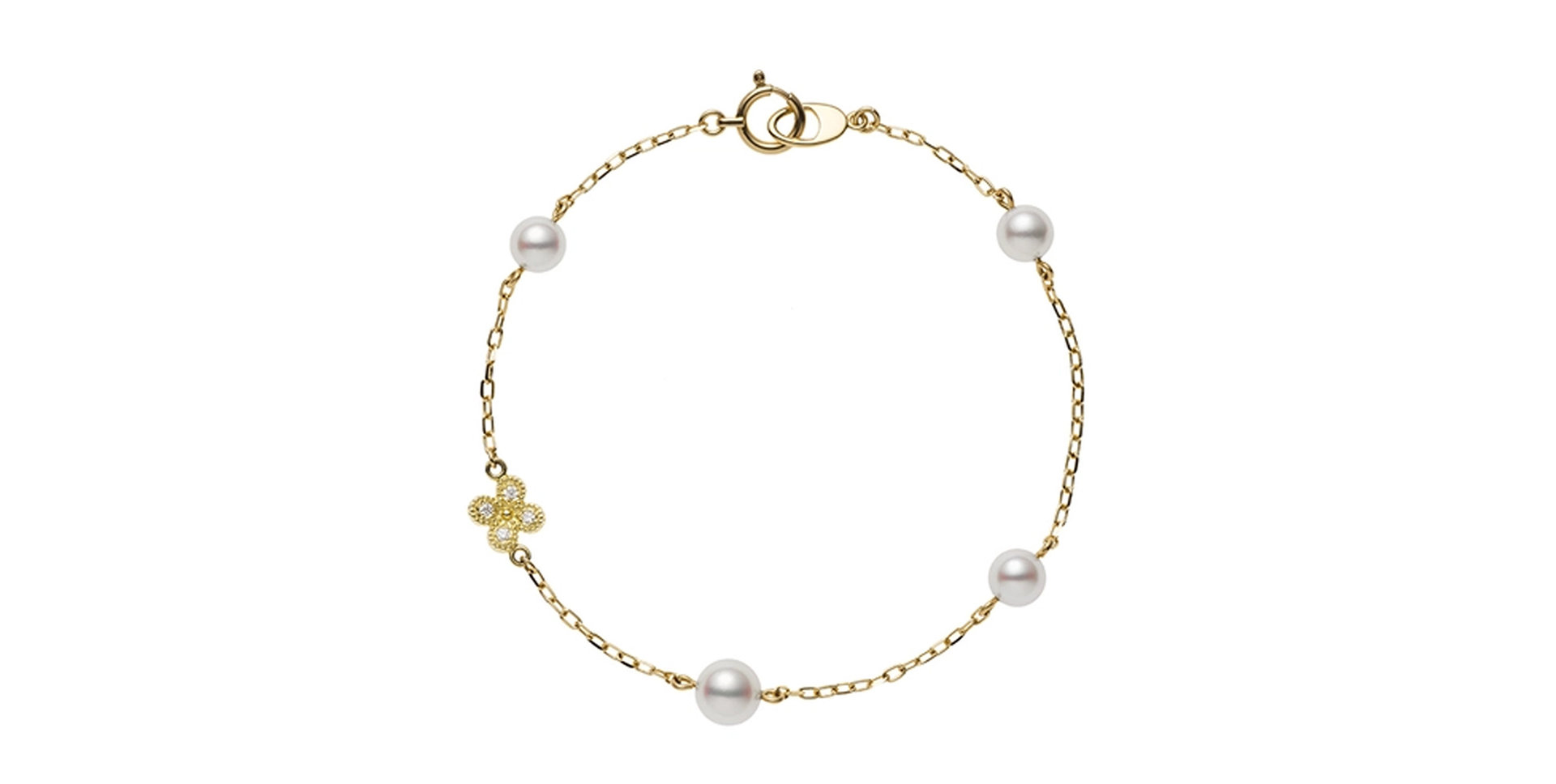 Náramok s diamantmi a perlami Akoya Cultured