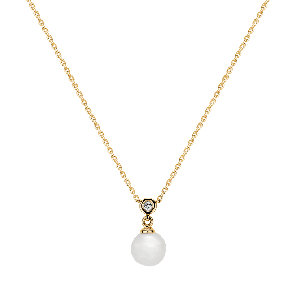 Náhrdelník s diamantom a sladkovodnou bielou perlou Historic Pearl