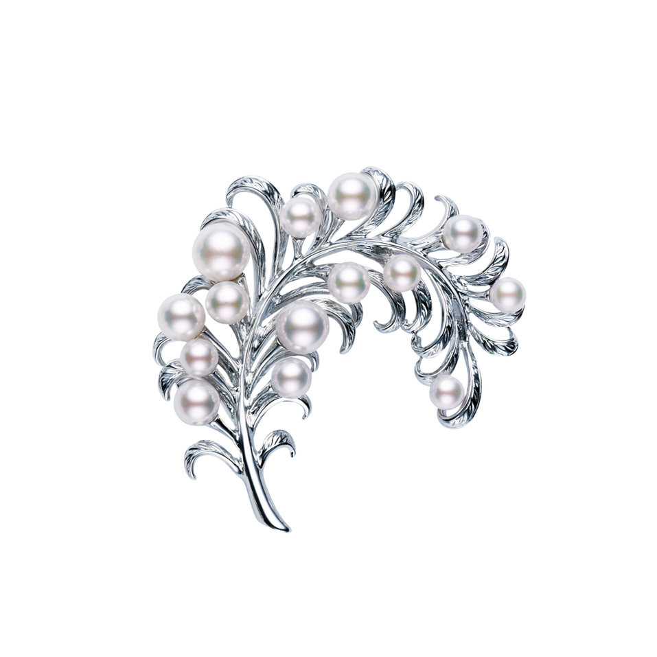 Brošňa s perlami Feather