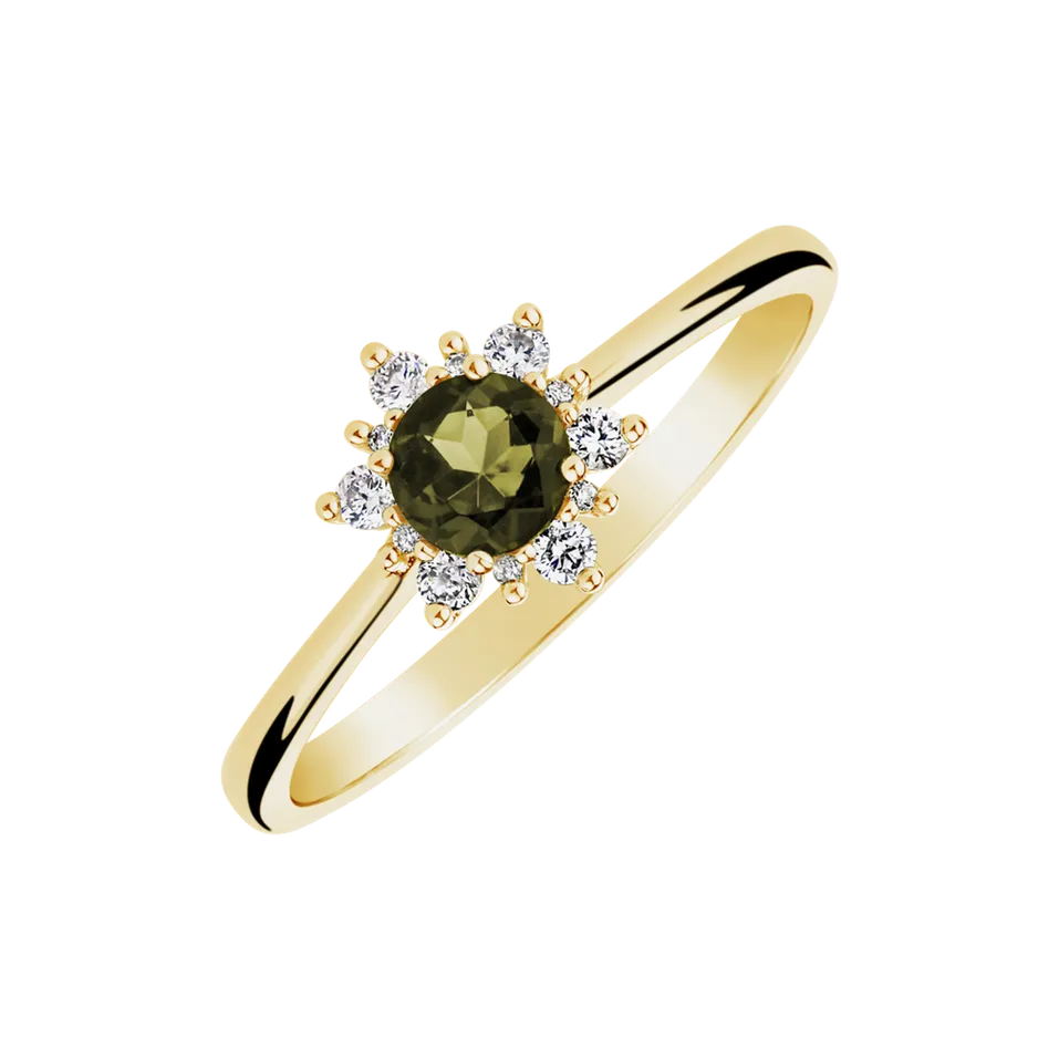 Prsteň s diamantmi a peridotom Glowing Starlet