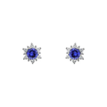 Náušnice s diamantmi a tanzanitom Fancy Fairytale