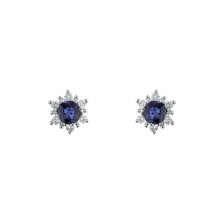 Náušnice s zafírom a diamantmi Snow Star