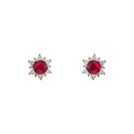 Náušnice s rubínom a diamantmi Snow Star