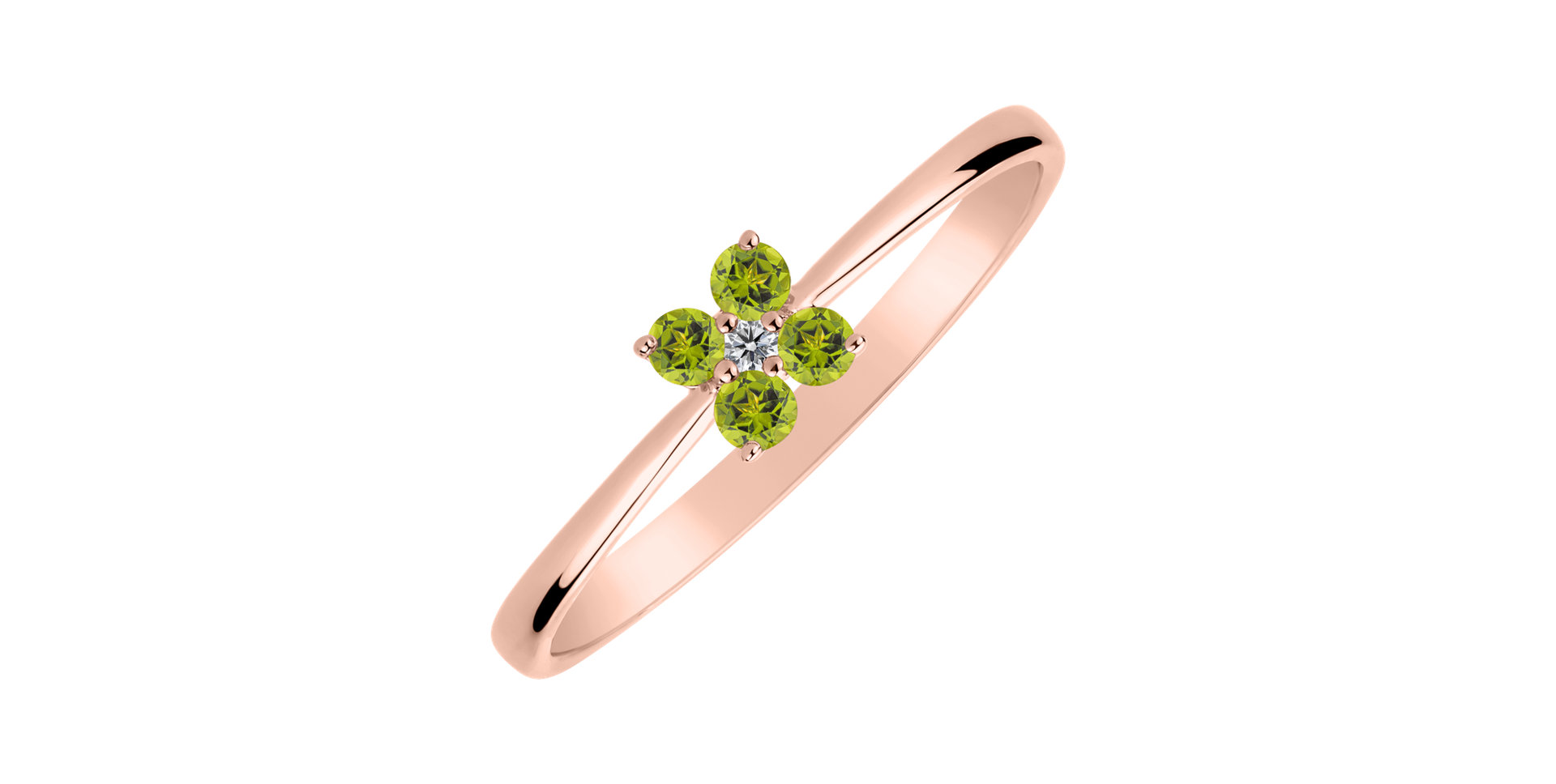 Prsteň s diamantom a peridotmi Divine Bloom