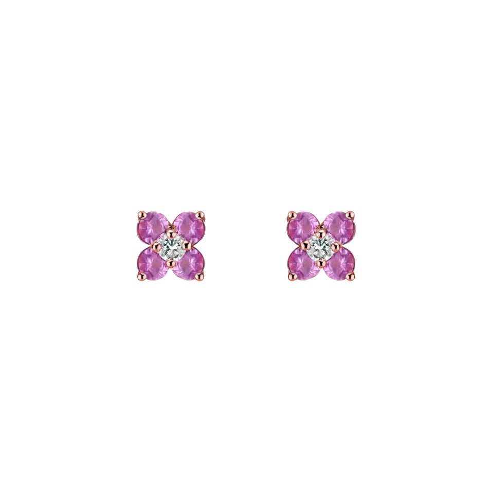 Náušnice s diamantom a zafírmi Divine Bloom