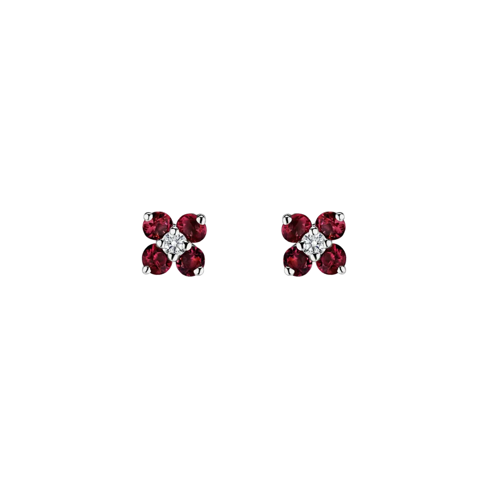 Náušnice s diamantom a rhodolity Divine Bloom