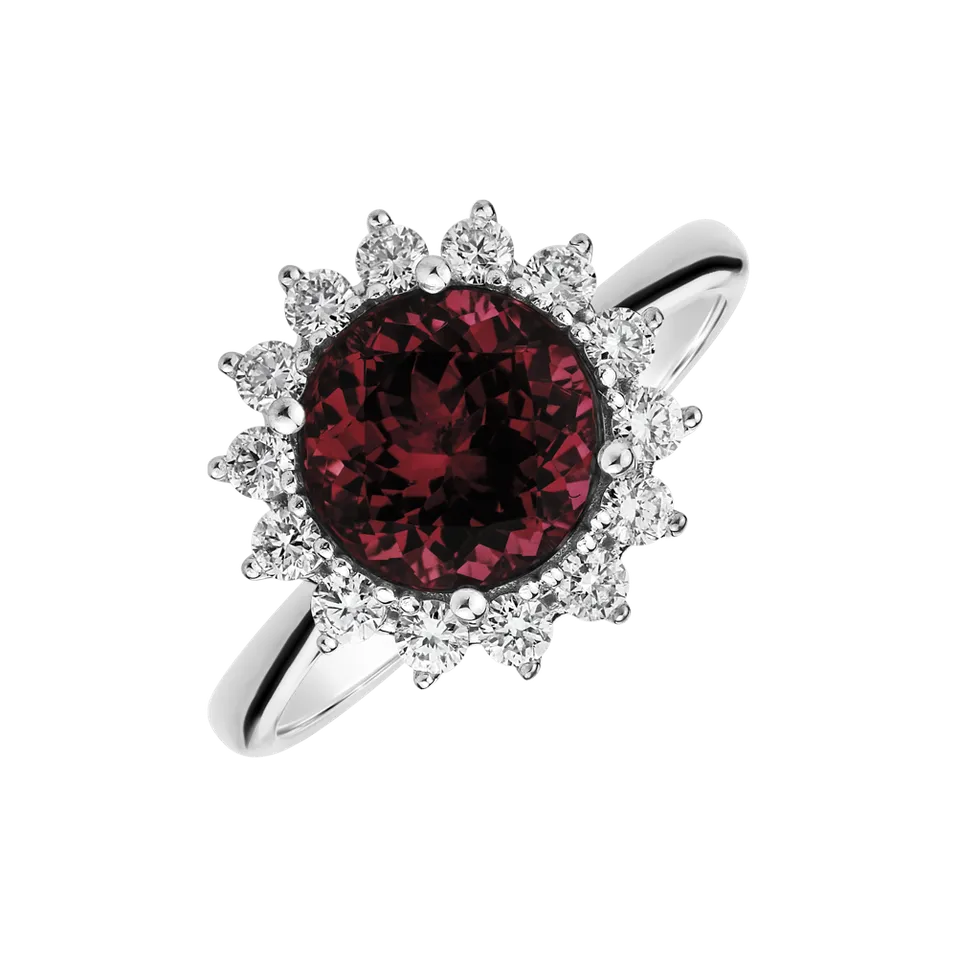 Prsteň s diamantmi a rhodolitom Stellar Sun
