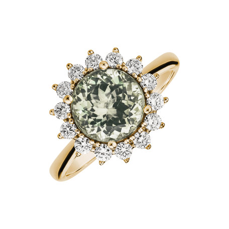 Prsteň s diamantmi a ametystom green Stellar Sun