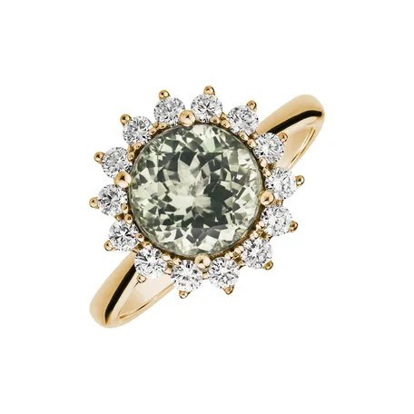Prsteň s diamantmi a ametystom green Stellar Sun