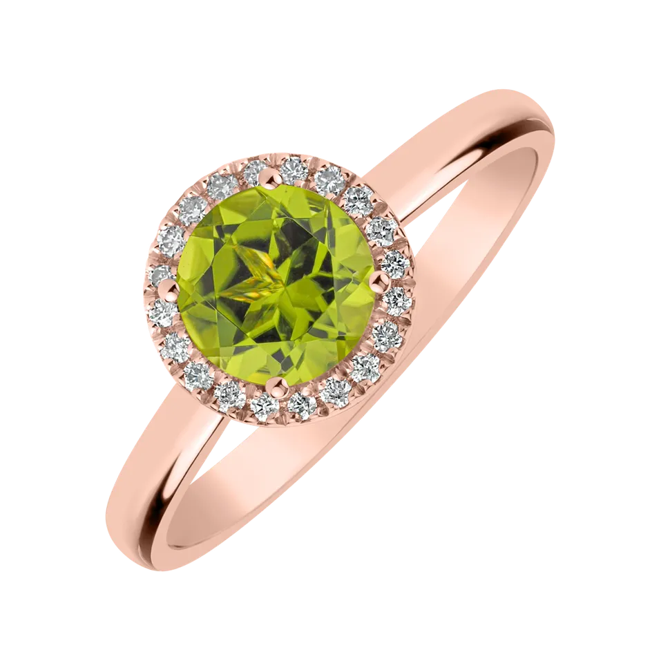 Prsteň s diamantmi a peridotom Bonbon