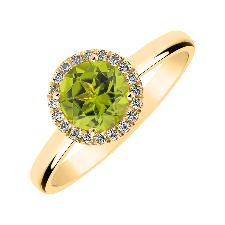 Prsteň s diamantmi a peridotom Bonbon
