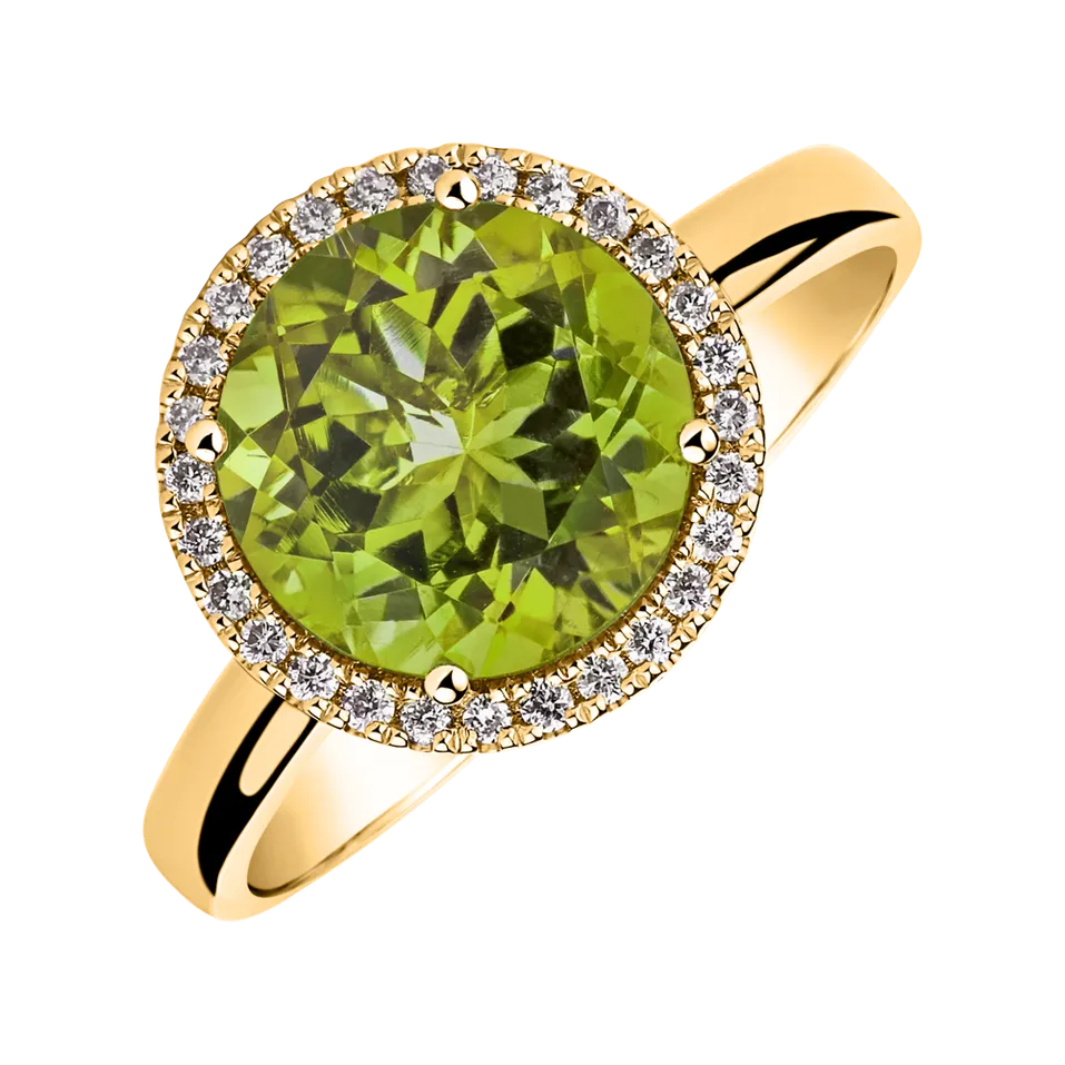 Prsteň s diamantmi a peridotom Bonbon