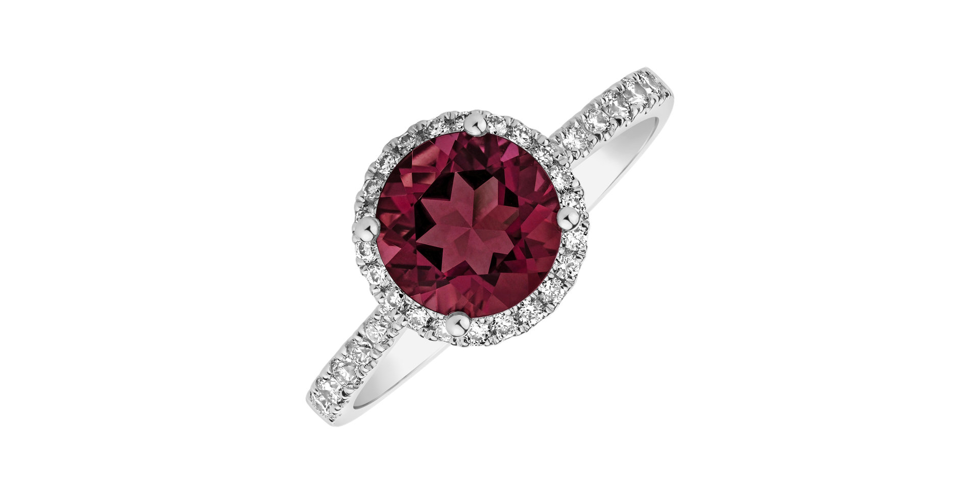 Prsteň s diamantmi a rhodolitom Sparkly Bonbon