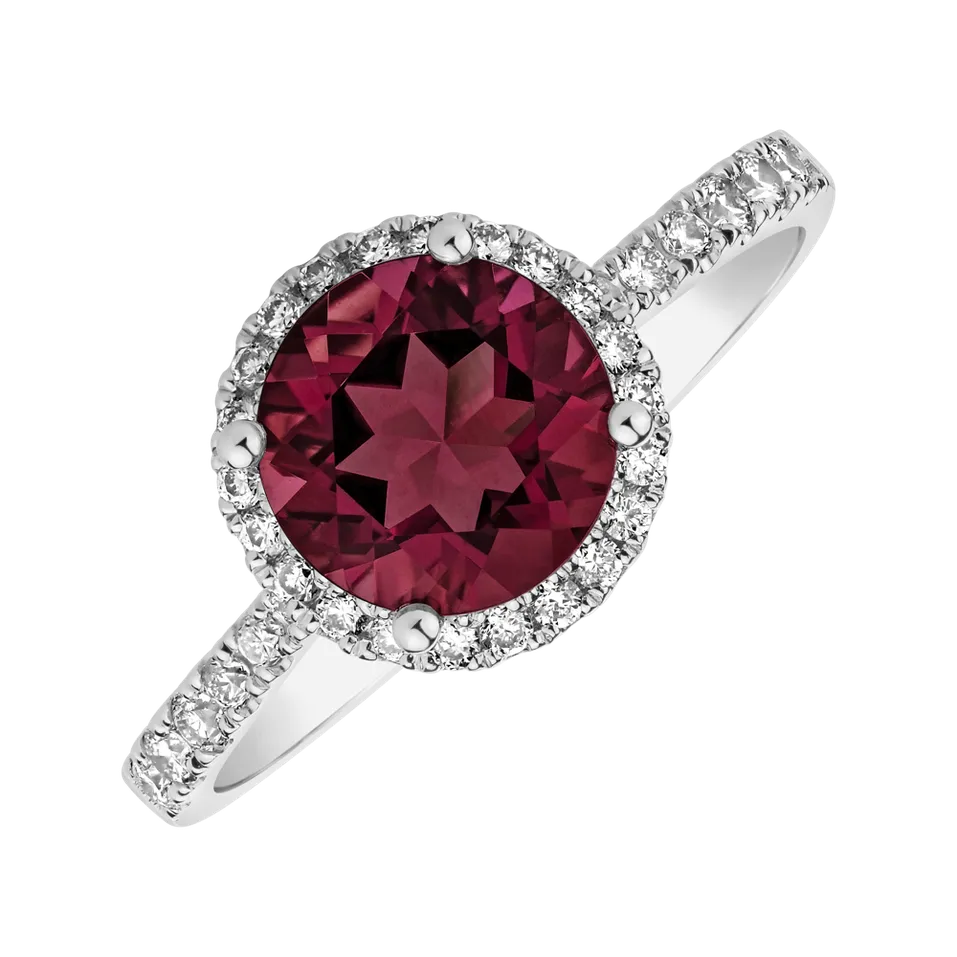Prsteň s diamantmi a rhodolitom Sparkly Bonbon