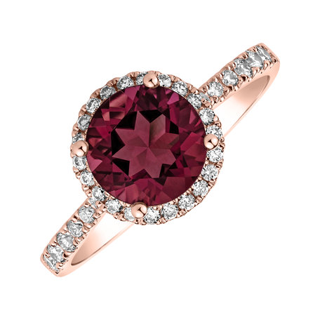 Prsteň s diamantmi a rhodolitom Sparkly Bonbon