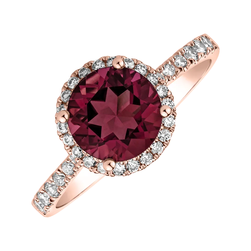 Prsteň s diamantmi a rhodolitom Sparkly Bonbon