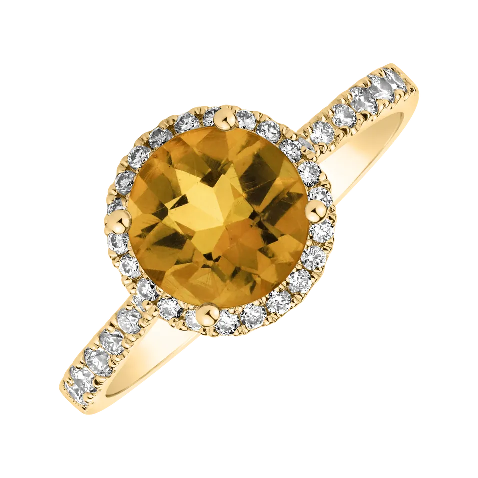 Prsteň s diamantmi a citrínom Sparkly Bonbon