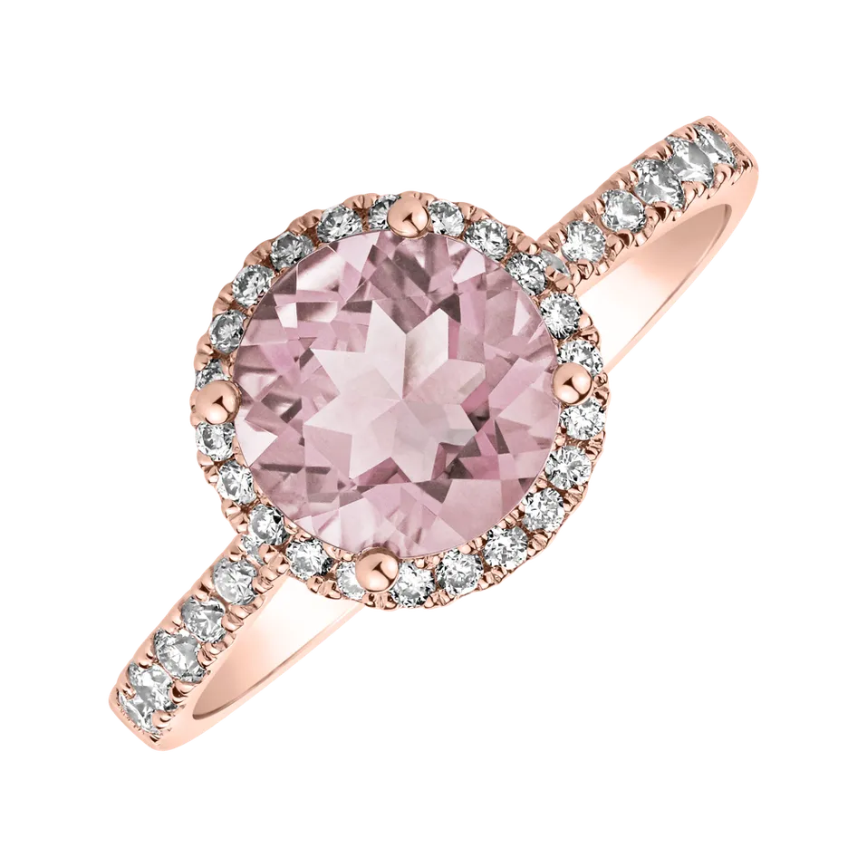 Prsteň s ruženínom a diamantmi Sparkly Bonbon