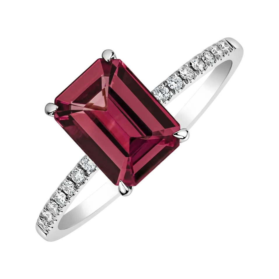 Prsteň s diamantmi a rhodolitom Perfect Promise