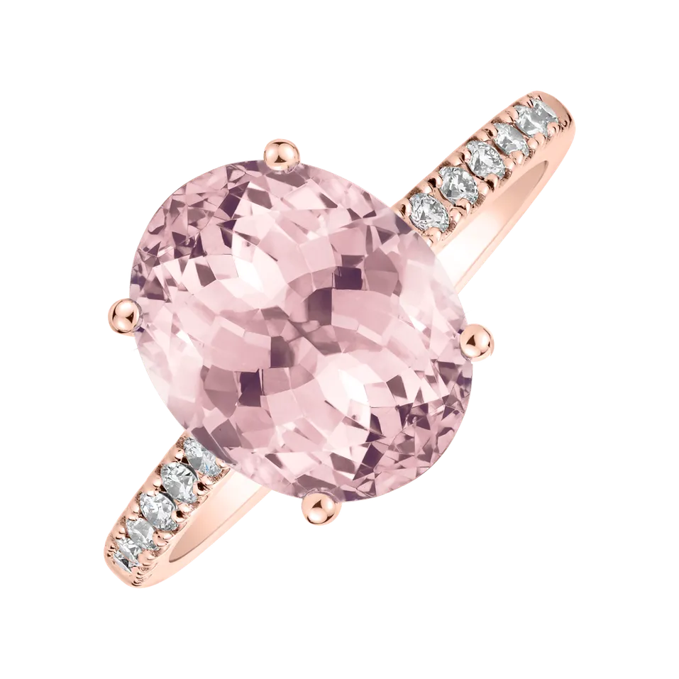 Prsteň s diamantmi a ruženínom Playful Glamour