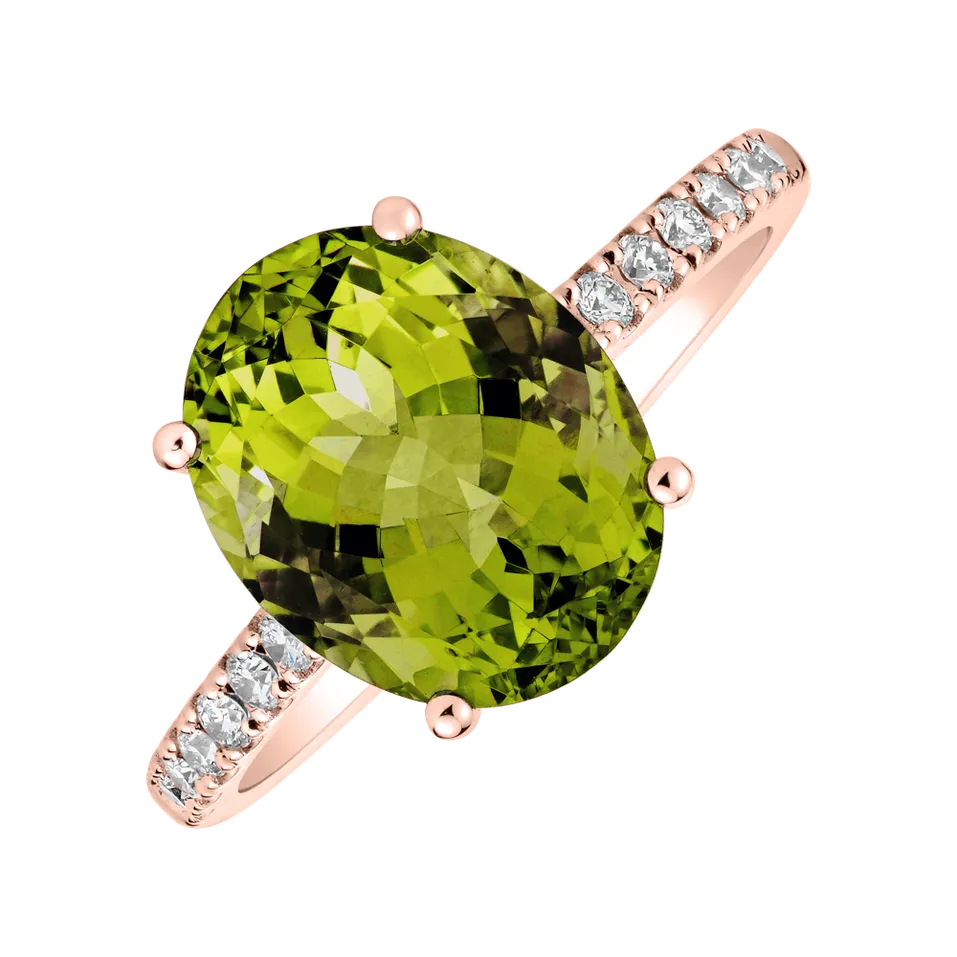 Prsteň s diamantmi a peridotom Playful Glamour