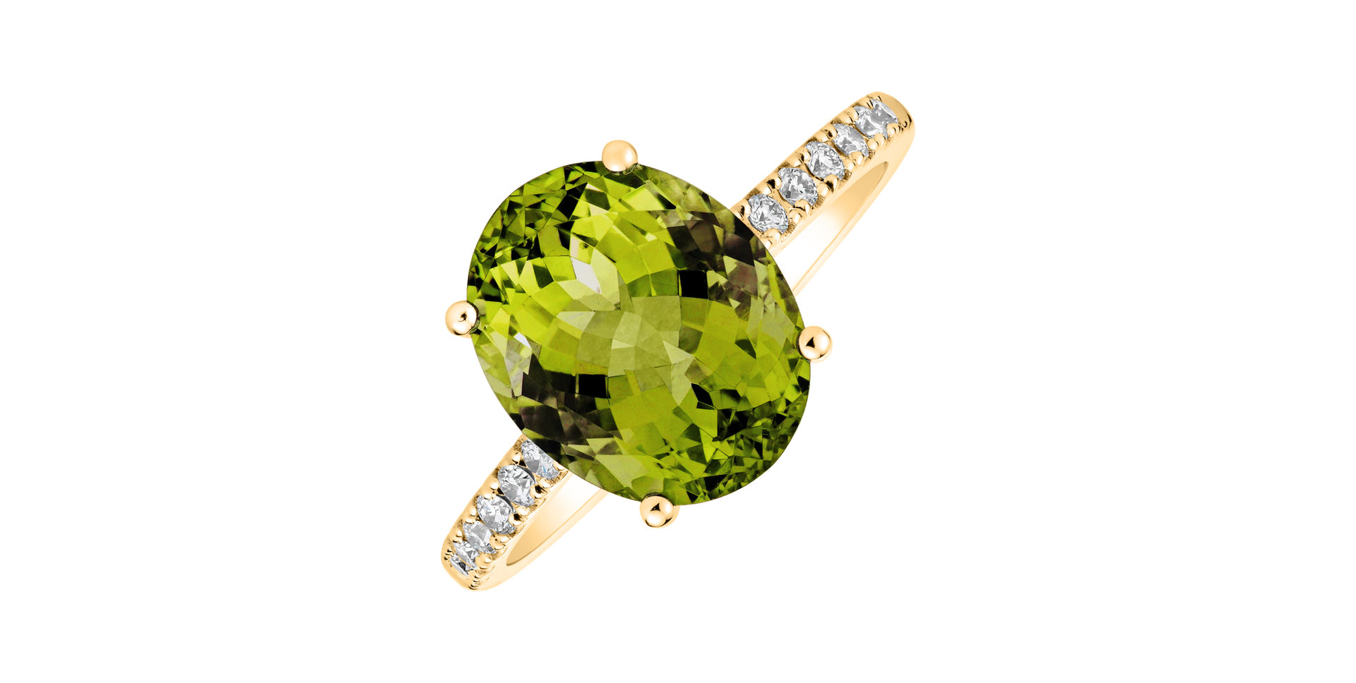 Prsteň s diamantmi a peridotom Playful Glamour